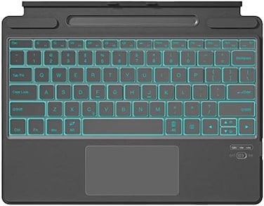 Qulose Surface Pro Keyboard, Backlight Detachable Bluetooth Keyboard for Microsoft Surface Pro 11/10/9/8/X 13 Inch With Trackpad/Pen Holder - Grey