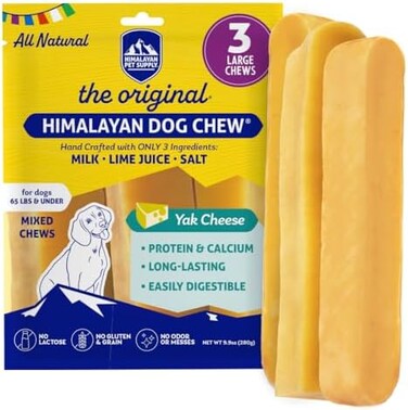 Himalayan Dog Chew Original Yak Cheese Dog Chews, 100% Natural, Long Lasting, Gluten Free, HealthySafe Dog Treats, LactoseGrain Free, Protein Rich, Mixed Sizes, Dogs 65 LbsSmaller, 9.9 oz