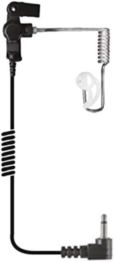 Ear Phone Connection The The Fox Listen Only Earpiece - 6 inch Coil Cable - 3.5mm Audio Right Angle Plug,black