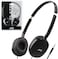 JVC Black Flat and Foldable Colorful Flats On Ear Headphone with 3.94 foot Gold Plated Phone Slim Plug HAS160B