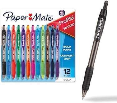 Paper Mate Profile Retractable Ballpoint Pens, Bold (1.4mm, 12 Count