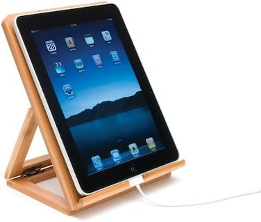 Lipper International 1886 Bamboo Wood Folding Stand for iPad, Samsung, Nexus, Nintendo Switch, and Other Tablets