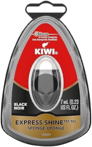 KIWI Express Shoe Shine SpongeLeather Care for Shoes, Boots, Furniture, Jacket, Briefcase and MoreBlack, 0.23 Fl Oz (Pack of 1