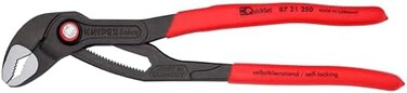 KNIPEX 87 21 250 Cobra QuickSet Hightech Water Pump Pliers grey atramentized with non-slip plastic coating 250 mm