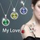 Aurora Tears 925 Sterling Silver 12 Birthstones Necklace/Earring/Ring/Bracelet Women Birthstone Pendant Crystal Fashion Birthday Jewelry Christmas Gift for Girls Women