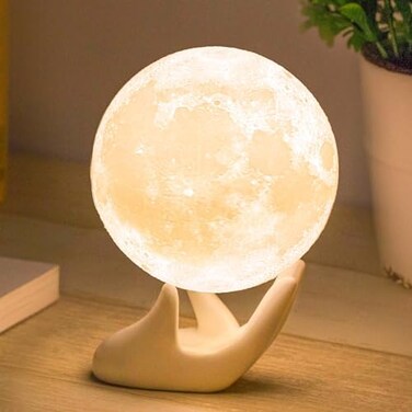 Mydethun Moon Lamp Moon Light Night Light for Kids Gift for Women USB Charging and Touch Control Brightness 3D Printed Warm and Cool White Lunar Lamp (3.5IN