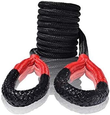 حبل استعادة حركي من QIQU، مقاس 1/2 بوصة، طول 20 قدمًا، حبل طاقة، حبل حركي، حبل نايلون مزدوج الجديلة (أسود)