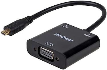 محول فيديو Anbear Micro HDMI إلى VGA (ذكر إلى أنثى) مطلي بالذهب بدقة 1080p مع صوت 3.5 ملم