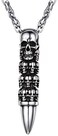 PROSTEEL Skull Bullet Charm NecklacePendant,Men/Women,Punk Style,Steampunk,Gothic,Skeleton,Halloween Supply,Stainless Steel,PSP2795G