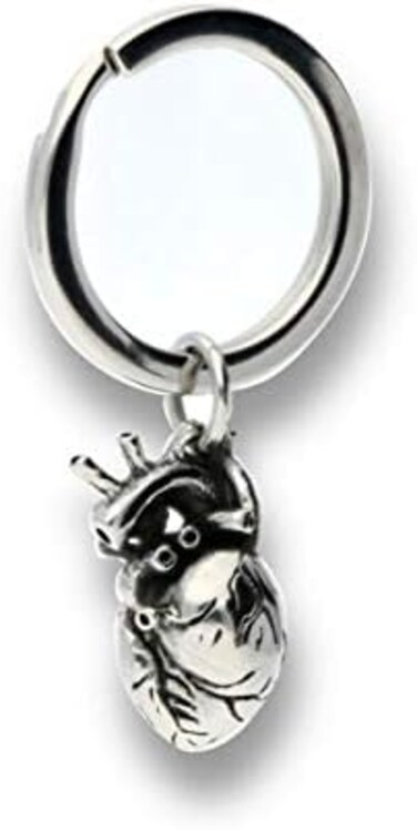 Pearlina Anatomical Heart 3D Keychain Key Ring Antique Finish Stainless Steel for Man Woman, No Tarnish or Fade