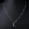 Ladytree 925 Sterling Silver Jewelry Crescent Moon and Star Pendant Necklace