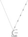 Ladytree 925 Sterling Silver Jewelry Crescent Moon and Star Pendant Necklace