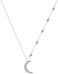 Ladytree 925 Sterling Silver Jewelry Crescent Moon and Star Pendant Necklace