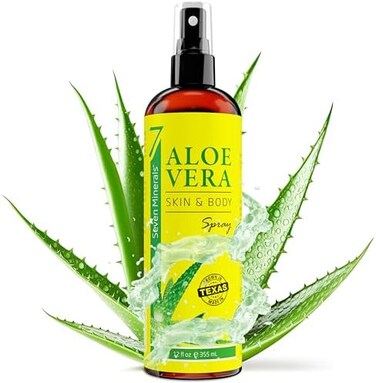 Seven Minerals Aloe Vera SPRAY for Face, SkinHair - 99% ORGANIC, Made in USA, Big 350ml - EXTRA Strong - SEE RESULTS OR - Easy to Apply - No THICKENERS so it Absorbs Rapidly with No Sticky Residue.