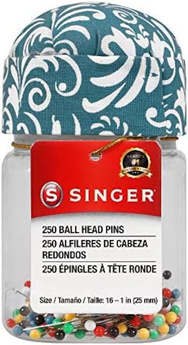 SINGER 1-Inch Ball Head Jar with Pin Cushion Lid, Multicolor