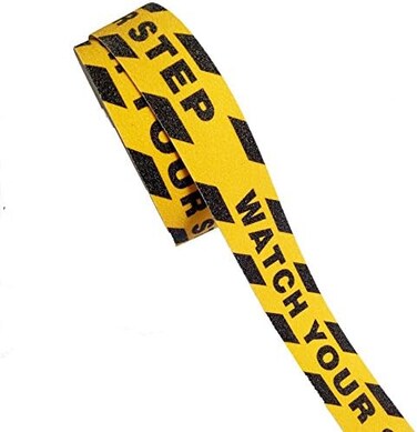 UMIKU (black yellow- Black Yellow Anti Slip Tape Printed"Watch Your Step" 5cm x 5m Anti-Slip Tape, Floor Tape,Stairs Tape,Safety Tape Roll (Black Yellow