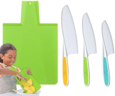 TOVLA JR. Toddler Montessori Kitchen Knife and Cutting Board Set &ndash; Safe, Kid-Sized Tools for Real Cooking &ndash; Ages 3Life Skills and Hands-On Prep