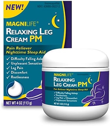MagniLife Relaxing Leg Cream PM, Deep Penetrating Topical for Pain and Restless Leg Syndrome Relief, Naturally Soothe Cramping, Discomfort, and Tossing with Lavender and Magnesium - 4oz