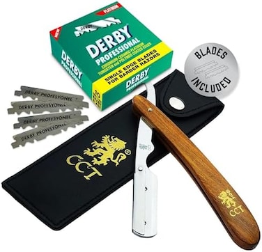 The Cambridge Cutthroat Format: Health and Beauty The Cambridge Cutthroat Cut Throat Razor Kit Missanda HardwoodStainless Steel Professional Barber Razor, Premium Single Blade Straight Edge Razor,