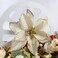 AmaJOY 12pcs Glitter Poinsettia Christmas Tree Ornament Artificial Wedding Christmas Flowers Xmas Tree Wreaths Decor Ornament, 5.5inch, Red and Gold for Choice (Gold