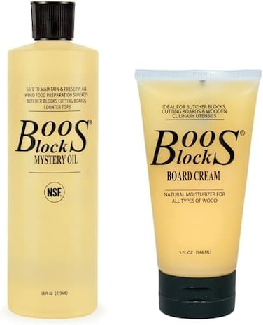 John Boos Block MYSCRM Essential Mystery Oil and Board Cream Care and Maintenance Set: Includes One 16 Ounce Bottle Mystery Oil and One 5 Ounce Tube Board Cream
