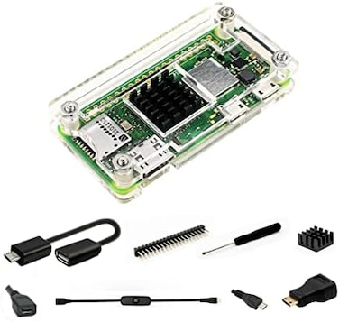 iUniker Raspberry Pi Zero Case, Case for Raspberry Pi Zero 2 w, with Heatsink, HDMI Adapter, OTG Cable, Header, ScrewDriver, Power Switch for Pi Zero 2 w/w (Clear
