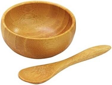erioctry Mask Bowl- Cute Small Facial Skin Care Mask Bowl Eco Bamboo Facemask Mixing Tool Sets for Lady Women DIY Cosmetic Tool Kit