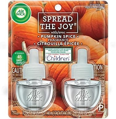 Air Wick Plug in Scented Oil Refill, 2ct, Pumpkin Spice, Air Freshener, Essential Oils, Fall Scent, Fall d&eacute;cor