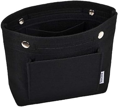 Vercord Handbag organizer,Felt Insert Purse Organizer Bag in Bag 10 Pockets Structure Shaper Black Mini