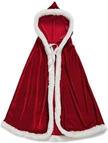 Christmas Halloween Costumes Cloak Mrs. Claus Santa Xmas Velvet Hooded Cape Robe