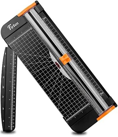 Firbon A4 Paper Cutter 12 Inch Titanium Paper Trimmer Scrapbooking Tool with Automatic Security Safeguard and Side Ruler for Craft Paper, Coupon, Label and Cardstock (Black