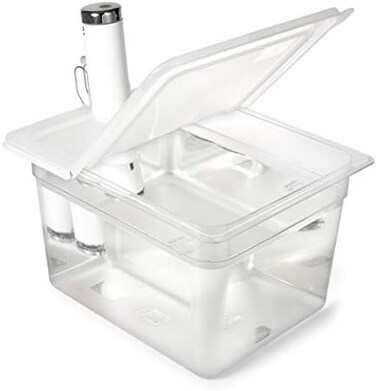 EVERIE Sous Vide Container 12 Quart with Collapsible Hinged Lid Compatible with Breville Joule Sous Vide Immersion Circulator Cooker (Side Mount
