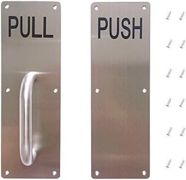 Aimyoo Stainess Steel Door Handle, Pull and Push Plate Commercial Door Handle with Screws 11.8" x 3.2
