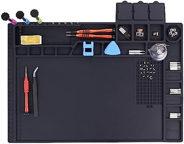 HPFIX Premium Heat Resistant 932&deg;F Magnetic Silicone Soldering Mat Electronics Work Mat for Computer Cell Phone Laptop Repair, BGA Soldering Gun Iron Workbench Protection