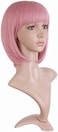 MapofBeauty 12 Inch/30cm Fashion Lady Short Straight Flat Bangs Bob Wig (Rouge Pink