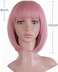 MapofBeauty 12 Inch/30cm Fashion Lady Short Straight Flat Bangs Bob Wig (Rouge Pink