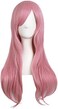 MapofBeauty 28"/70cm Women Side Bangs Long Curly Hair Cosplay Wig (Rouge Pink