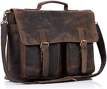 KomalC 18 Inch Leather briefcase Laptop Messenger Bags for Men and Women Best Office Satchel Bag