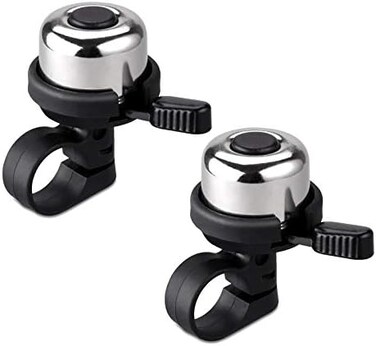 BONMIXC Bike Bell Brass Small Bicycle Bell Clearer Louder Longer Sustained Purer Tone (Silver; Gold
