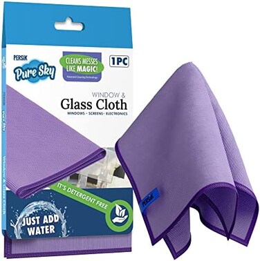 persik Pure-Sky Window Glass Cleaning Cloth - JUST ADD Water No Detergents Needed &ndash; Streak Free Magic Ultra Microfiber Window Polishing Towel - for Windows, Glass, Mirror and Screen - Leaves no Wiping