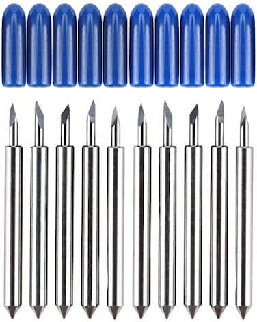 HQMaster 60 Degree Tungsten Steel Lettering Blade Vinyl Cutter Blades for Roland Cutting Plotter, Blue Cap Pack of 10