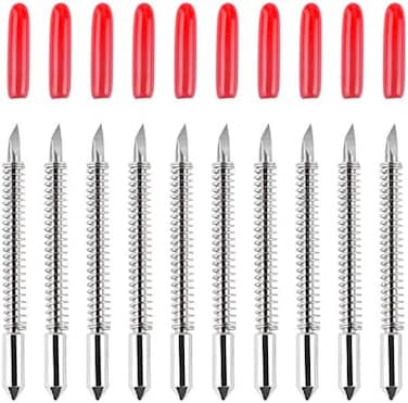 HQMaster 45 Degree Vinyl Cutter Blades Lettering Blade for Graphtec Cutting Plotter, Red Cap Pack Of 10 with Springs