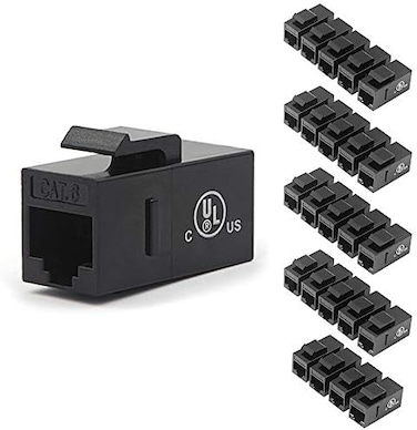 مجموعة VCE من 25 قطعة من موصلات CAT6 RJ45 Keystone Jack Inline Coupler - أسود