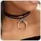 fxmimior Women Black Moon Crescent Pendant Choker Rock Handmade Bohe Necklace Women Accessories