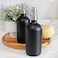 Cornucopia Brands 16oz Black Glass Bottles w/Stainless Steel Pumps (2-Pack; Black Coated Boston Round; LotionSoap Dispensers