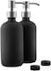 Cornucopia Brands 16oz Black Glass Bottles w/Stainless Steel Pumps (2-Pack; Black Coated Boston Round; LotionSoap Dispensers
