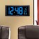 ساعة AcuRite 76100M LED كبيرة الحجم مع عرض درجة الحرارة الداخلية والتاريخ وحامل قابل للطي، مقاس 18 بوصة، لون أزرق