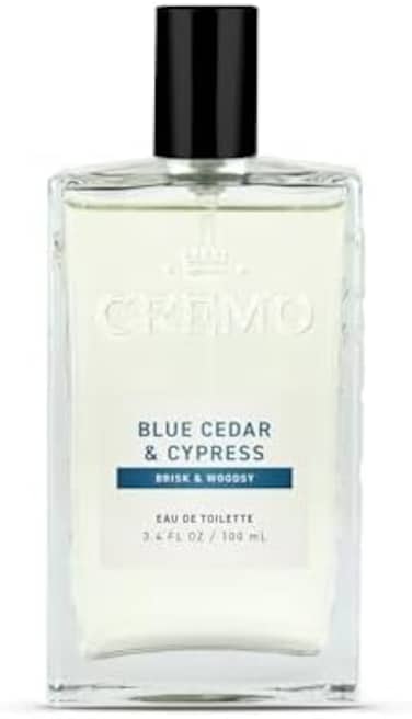 Cremo Blue CedarCypress Cologne Spray, A Woodsy Scent with Notes of Lemon Peel, Cypress and Cedar, 3.4 Oz
