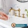 gotonovo Widespread Bathroom Faucet Double Handle Mixer Tap for Bathtub Brushed Gold Antique Brass Three Hole Deck Mount Hot Cold Water Matching Pop Up Drain with Overflow