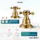 gotonovo Widespread Bathroom Faucet Double Handle Mixer Tap for Bathtub Brushed Gold Antique Brass Three Hole Deck Mount Hot Cold Water Matching Pop Up Drain with Overflow